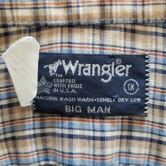 Vintage Wrangler Plaid Short Sleeve Shirt sz XL (Big Man) - Picture 8 of 8